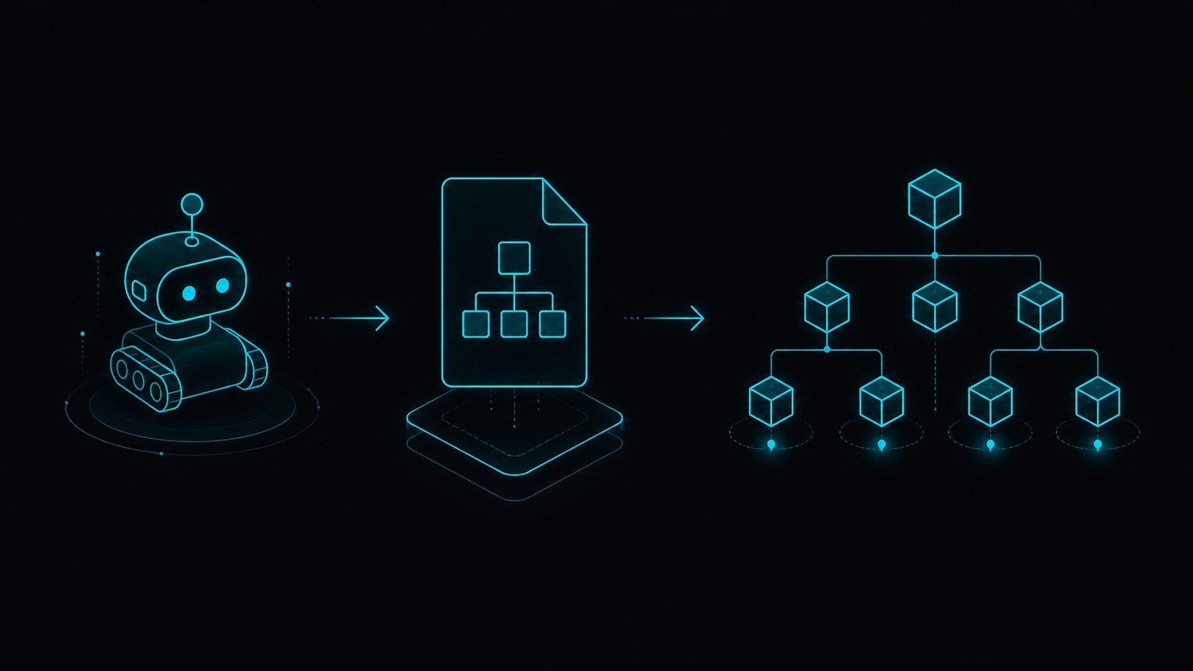 Abstract web crawl diagram: bot, sitemap, and URL tree